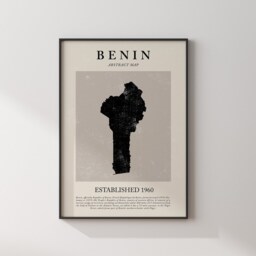 Benin Map Vintage Abstract Wall Art Print Picasso + Matisse Inspired Travel Poster - thumbnail 2