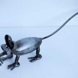 Rat Scrap Metal Sculpture, Handmade Recycled Steel Art, Geek Valentine Gift For Him - thumbnail 3