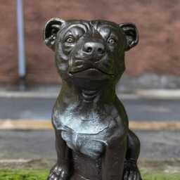 Stone Staffordshire Bull Terrier Statue Concrete Staffy Dog Sculpture Handmade Figurine Outdoor Pet Memorial Realistic Garden Decor - thumbnail 3