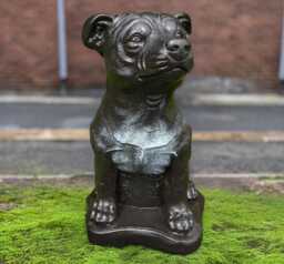 Stone Staffordshire Bull Terrier Statue Concrete Staffy Dog Sculpture Handmade Figurine Outdoor Pet Memorial Realistic Garden Decor - thumbnail 1