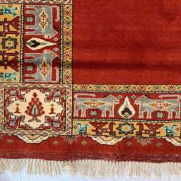 Handmade Wool & Silk Persian Rug 4.6x6 Ft Distressed Boho Carpet - thumbnail 3
