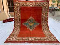 Handmade Wool & Silk Persian Rug 4.6x6 Ft Distressed Boho Carpet - thumbnail 1