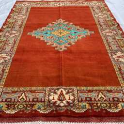 Handmade Wool & Silk Persian Rug 4.6x6 Ft Distressed Boho Carpet - thumbnail 2