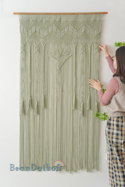 Macrame Curtain, Room Decor Aesthetic, Door Bedroom Wall Decor, Divider Fiber Hanging, Home C17 - image 1