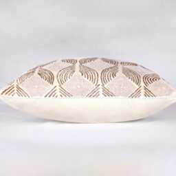 Hand Embroidered Velvet Pillow Cover Cream, Blush & Rose Gold - Bmcc039 - thumbnail 3