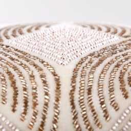 Hand Embroidered Velvet Pillow Cover Cream, Blush & Rose Gold - Bmcc039 - thumbnail 4