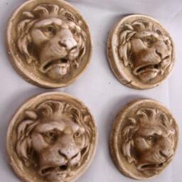 Set Of 4 Lion Wall Plaque Wild Cat Animal Home Decor Antique Finish - thumbnail 3