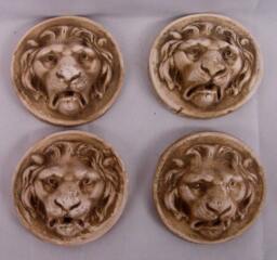 Set Of 4 Lion Wall Plaque Wild Cat Animal Home Decor Antique Finish - thumbnail 1