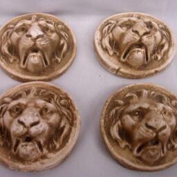 Set Of 4 Lion Wall Plaque Wild Cat Animal Home Decor Antique Finish - thumbnail 2