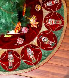 Nutcracker Christmas Tree Skirt 90 Inch Extra Large Red Velvet Tree Skirt Decorations Nutcracker