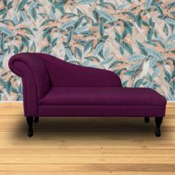 Handmade Plush Plum Chaise Longue Classic Queen Anne Style - thumbnail 3