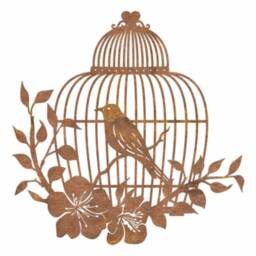 Rustic Bird Cage Steel Wall Art, Woodland Home Decor - thumbnail 2