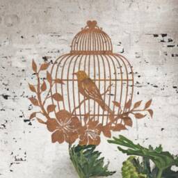 Rustic Bird Cage Steel Wall Art, Woodland Home Decor - thumbnail 3