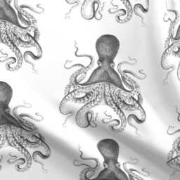 Nautical Octopi Sheets - Octopus Oasis Charcoal By Willowlanetextiles Ocean Sea Life Cotton Sateen Sheet Set Bedding Spoonflower - thumbnail 4