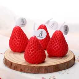 strawberry Shaped Scented Candle Set - 15Pcs - Handmade Soy Wax Fruit Candles Valentine's Day, Birthday Gift & Cute Home Decor - thumbnail 2