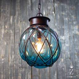 Granada Pendant Light - Aqua Glass & Metal - thumbnail 2