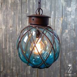 Granada Pendant Light - Aqua Glass & Metal - thumbnail 3