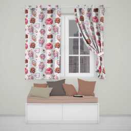 Kawaii Desserts Cupcakes Donuts & Sweets On Grey Background Seamless Pattern Readymade Eyelet Ring Top Thermal 100% Blackout Curtains - thumbnail 1