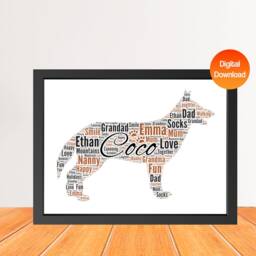 Personalized German Shepherd Dog Word Art Print, Dog Cloud Picture Print, Gift For Lovers, Friend Birthday Card Gift Digital - thumbnail 1