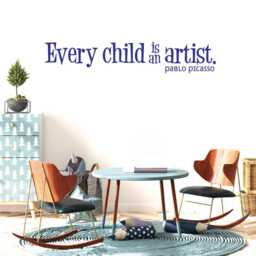 Every Child Is An Artist Vinyl Decal, Customized Kids Wall Art Display, Playroom Artwork Studio Decor, Pablo Picasso Sign Bedroom Sticker - thumbnail 3