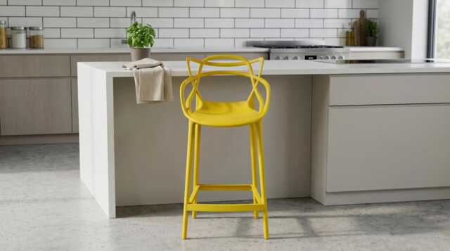 Mustard Breakfast Bar Stool Masters Style Kitchen Counter Stools Pub Outdoor Cafe Plastic - image 1