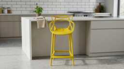 Mustard Breakfast Bar Stool Masters Style Kitchen Counter Stools Pub Outdoor Cafe Plastic - thumbnail 1
