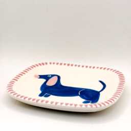 Handmade Ceramic Soap Dish Hand-Painted Blue Dachshund, Bathroom Accessory, Home Decor, Handcrafted Pottery - thumbnail 4