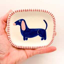 Handmade Ceramic Soap Dish Hand-Painted Blue Dachshund, Bathroom Accessory, Home Decor, Handcrafted Pottery - thumbnail 2