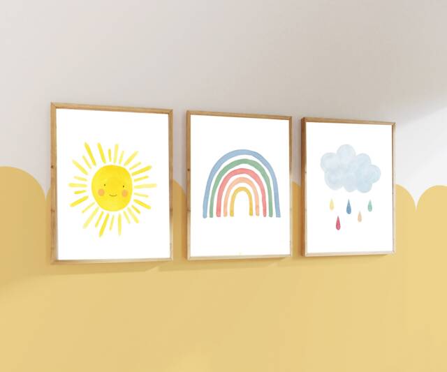 Nursery Prints, Decor, Rainbow, Girls Boys Kids Bedroom, New Baby, Room Playroom Prints - image 1