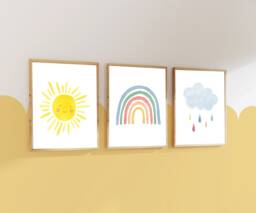 Nursery Prints, Decor, Rainbow, Girls Boys Kids Bedroom, New Baby, Room Playroom Prints - thumbnail 1