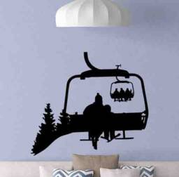 Ski Lift Wall Decal Chair Poster Snowboard Decor Winter Sports Gym Vinyl Sticker Gift Mountain Skier Skiing Art St - thumbnail 1