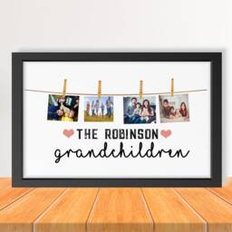 Personalised Grandchildren Photo Collage, Peg Photos Print, Pegs Framed Gift, Christmas Gift, Birthday Granny Gift - thumbnail 1