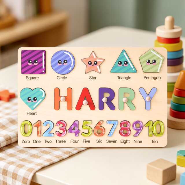 Personalized Baby Name Puzzle, Custom Kids Early Learning Busy Board, Wood Room Decor, Birthday Gift For Baby, 1st Christmas Baby Gift - image 1