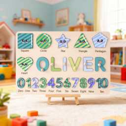 Personalized Baby Name Puzzle, Custom Kids Early Learning Busy Board, Wood Room Decor, Birthday Gift For Baby, 1st Christmas Baby Gift - thumbnail 4