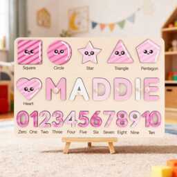 Personalized Baby Name Puzzle, Custom Kids Early Learning Busy Board, Wood Room Decor, Birthday Gift For Baby, 1st Christmas Baby Gift - thumbnail 2