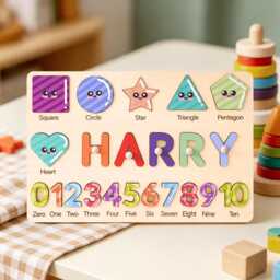 Personalized Baby Name Puzzle, Custom Kids Early Learning Busy Board, Wood Room Decor, Birthday Gift For Baby, 1st Christmas Baby Gift