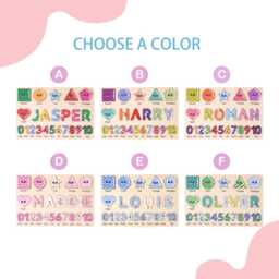 Personalized Baby Name Puzzle, Custom Kids Early Learning Busy Board, Wood Room Decor, Birthday Gift For Baby, 1st Christmas Baby Gift - thumbnail 3