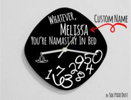 Custom Name Whatever, You're Namast'ay in Bed/Oval Black - Wall Clock - thumbnail 1