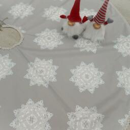 Silver Christmas Tree Skirt Xmas Holiday Decor Swedish Ornament Snowflakes Trees - thumbnail 2