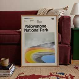 Yellowstone National Park Poster, Abstract Mid-Century Modern Art Print - thumbnail 2