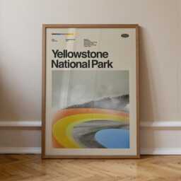Yellowstone National Park Poster, Abstract Mid-Century Modern Art Print - thumbnail 1