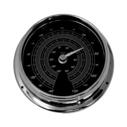 Tabic Prestige Thermometer in Chrome With A Jet Black Dial, Heavy Brass Case - 1/2Kg , Electroplated Chromium, Handmade in England - thumbnail 2