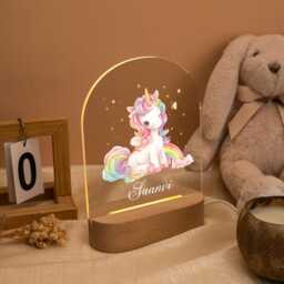 Personalized Unicorn Night Light Custom Name Baby Lamp Newborn Gifts For Girl Nursery Decor Shower Kids Bedroom - thumbnail 2