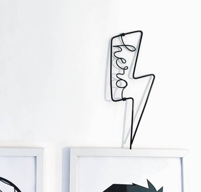 Superhero Wire Art - Words Kids Bedroom Decor Lightning Bolt Nursery Gifts For Boys Wall & Accessories - image 1