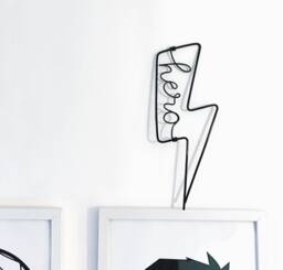 Superhero Wire Art - Words Kids Bedroom Decor Lightning Bolt Nursery Gifts For Boys Wall & Accessories - thumbnail 1