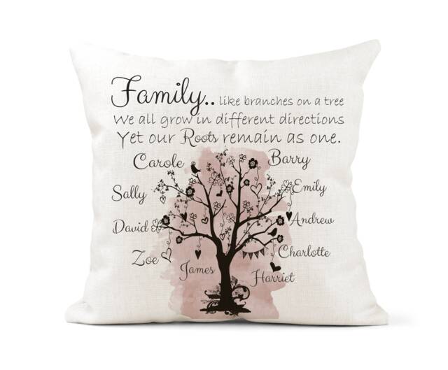 Personalised Cream Canvas Cushion, Scatter Home Decor, Like Branches On A Tree, Family Quote, Farmhouse, New Gift - image 1
