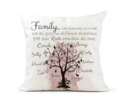Personalised Cream Canvas Cushion, Scatter Home Decor, Like Branches On A Tree, Family Quote, Farmhouse, New Gift - thumbnail 1