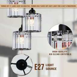 Crystal Glass Pendant Light Modern Dining Room Chandelier - thumbnail 3