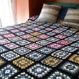 Crochet Blanket Pure Merino Wool, Granny Square Afghan, Gay Wedding Gift, Cottage Chic Crochet, Custom Made Hygge Double Bed Cover Mens Cave - thumbnail 3