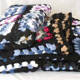 Crochet Blanket Pure Merino Wool, Granny Square Afghan, Gay Wedding Gift, Cottage Chic Crochet, Custom Made Hygge Double Bed Cover Mens Cave - thumbnail 2